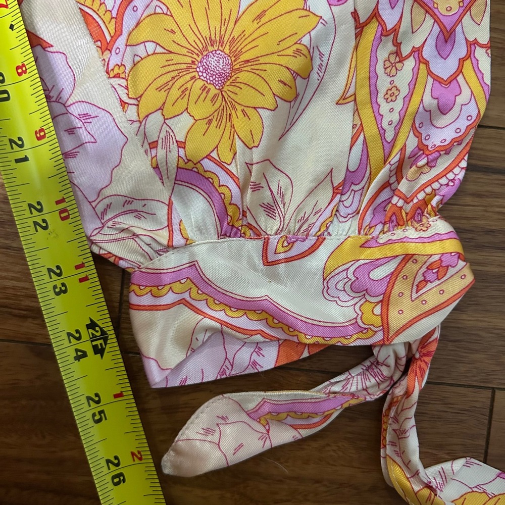 Zara The Sasha Pant Floral Paisley Tie Cuff Jogger Pants Pink Orange Yellow M - Picture 4 of 9